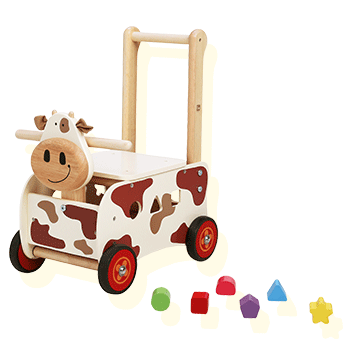 1歳誕生日に選ばれる型はめパズル付き手押し車